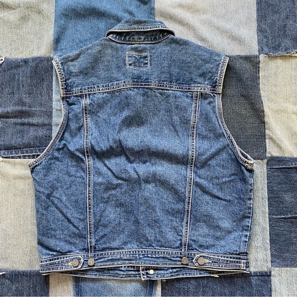 calvin klein denim collared vest linen blend size L - Picture 5 of 7